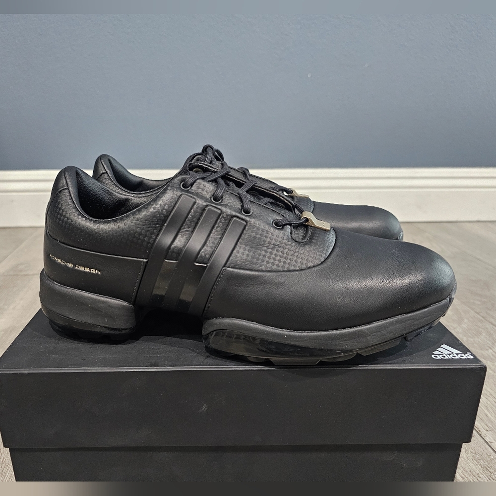 NWB Porsche Design Adidas P5000 Men Golf II Black Leather Golf Shoes US 9